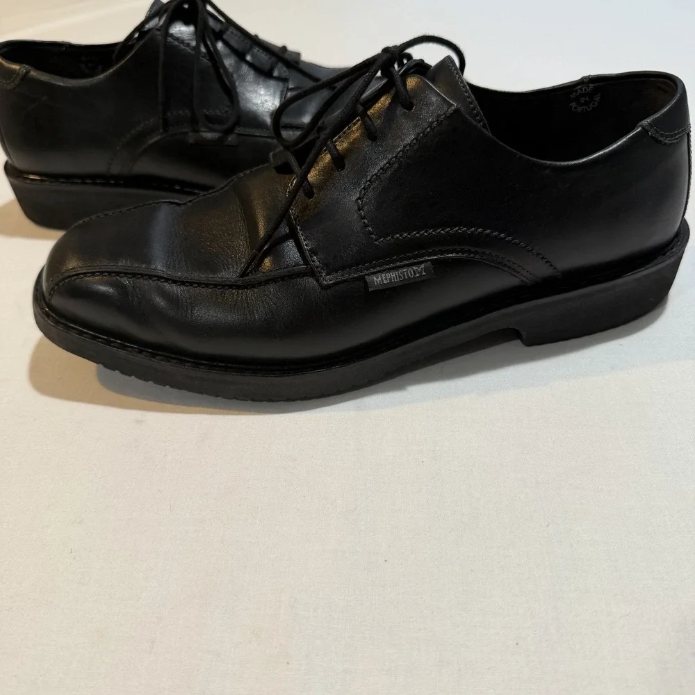 Mephisto Goodyear Welt Leather Derby Shoes Black Men's US 8.5